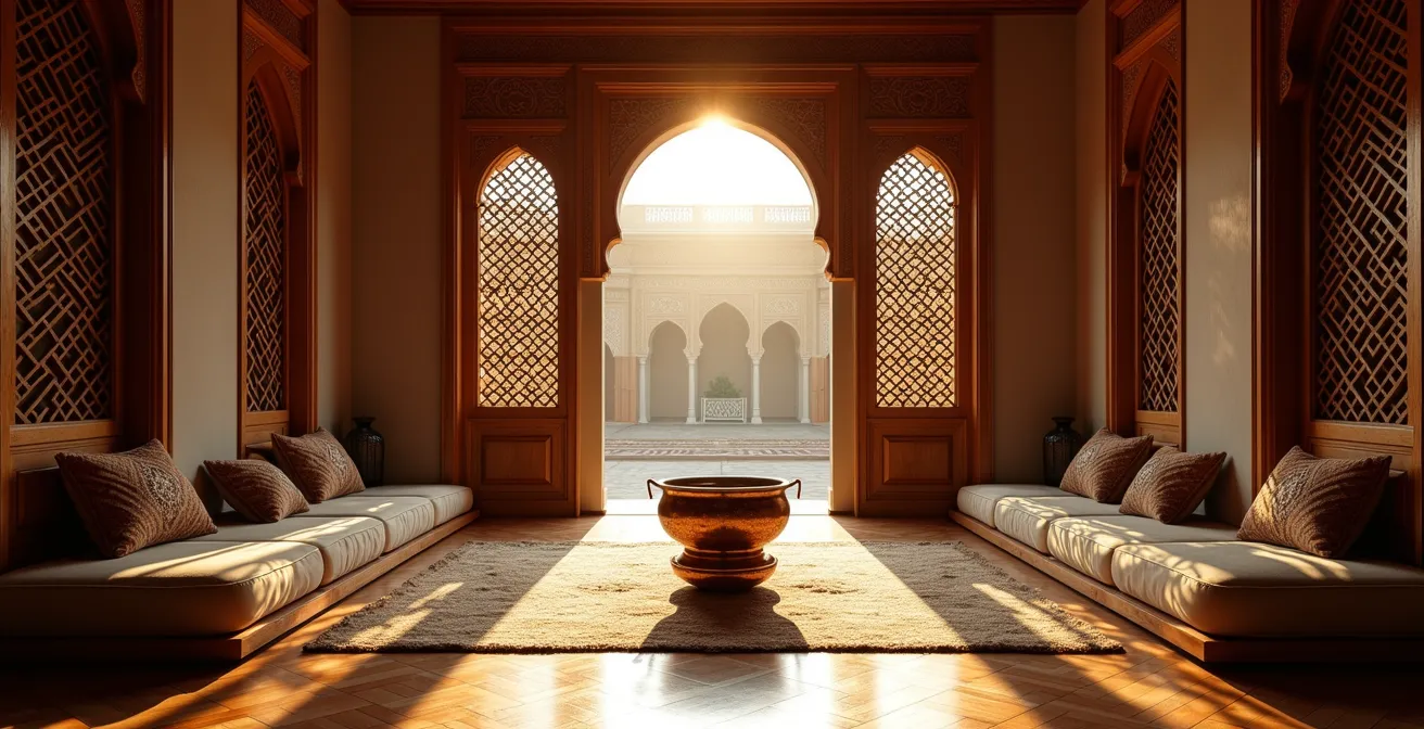 Intérieur traditionnel d'une maison ottomane de Safranbolu montrant la séparation entre espaces publics et privés