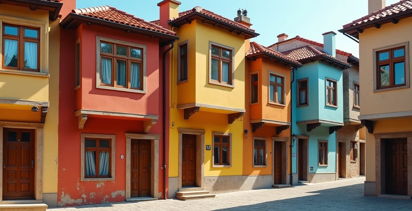 Façades multicolores des maisons ottomanes traditionnelles en bois dans le quartier de Balat