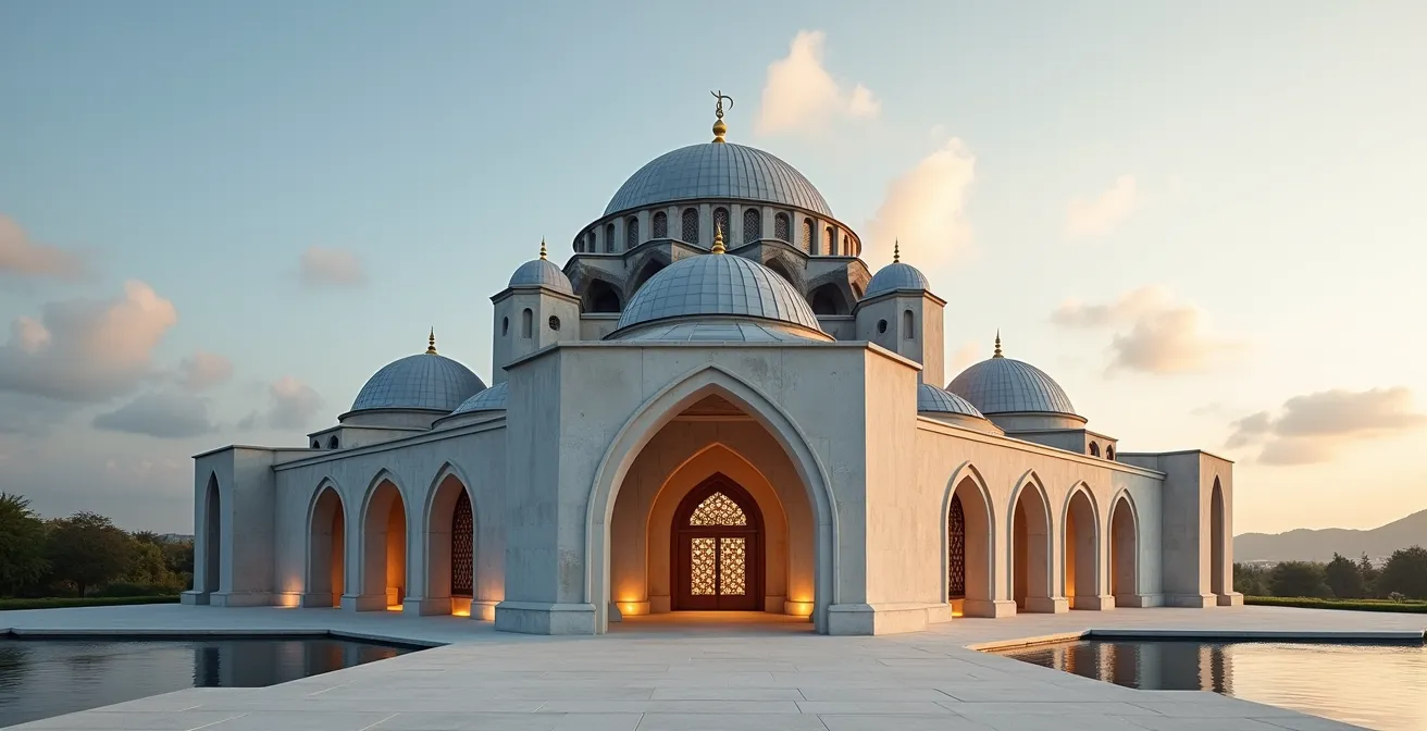 Mosquée de Çamlıca vue de profil montrant son architecture contemporaine mêlant tradition ottomane et design moderne